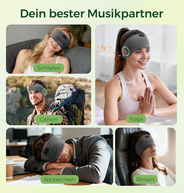 MUSICOZY Schlafkopfhörer,Schlaf Kopfhörer aus Bambus mit Bluetooth-Kopfhörern für Seitenschläfer,Kab