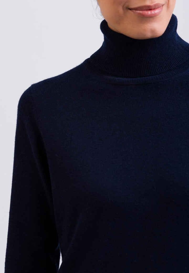 100% Kaschmir Damen Pullover | Sweater Rollkragen 2-fädig XS Marine, XS Marine