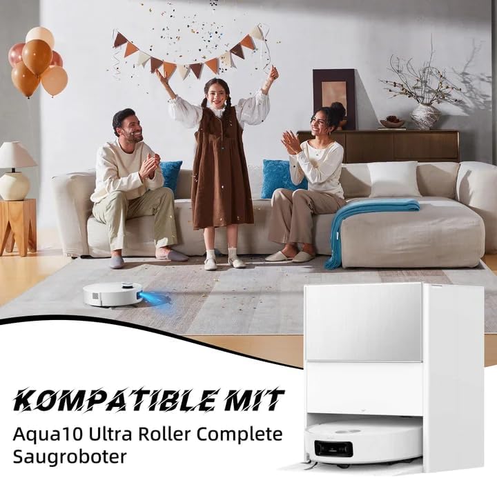 15 Stück Zubehör für Dreame Aqua10 Ultra Roller Complete Saugroboter, Ersatzteile Set:2 Hauptbürsten