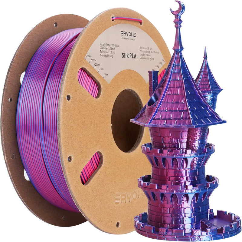 ERYONE Dual Zweifarbig PLA Filament 1.75mm, 3D Drucker Filament 1kg Spule +/- 0,02 mm, Rote und Blau