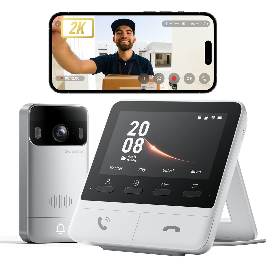 SwitchBot WLAN Türklingel mit Kamera, 2K Video Türklingel mit 4,3 Zoll Farbbildschirm, Smart Türklin