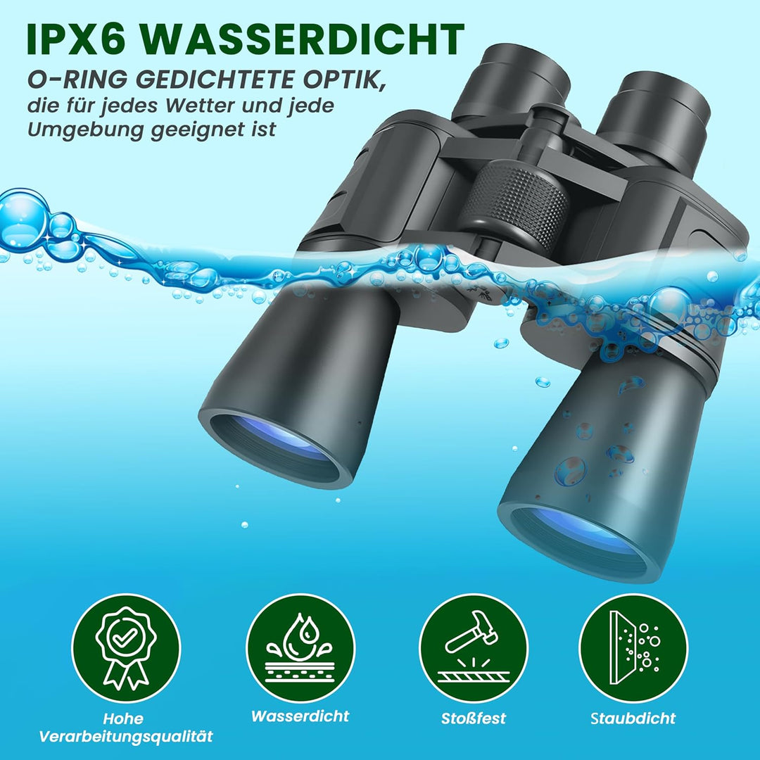 Fernglas 20x50 HD-Qualität | Leistungsstarkes Feldstecher inkl. Tasche, Linsenabdeckungen & Reinigun