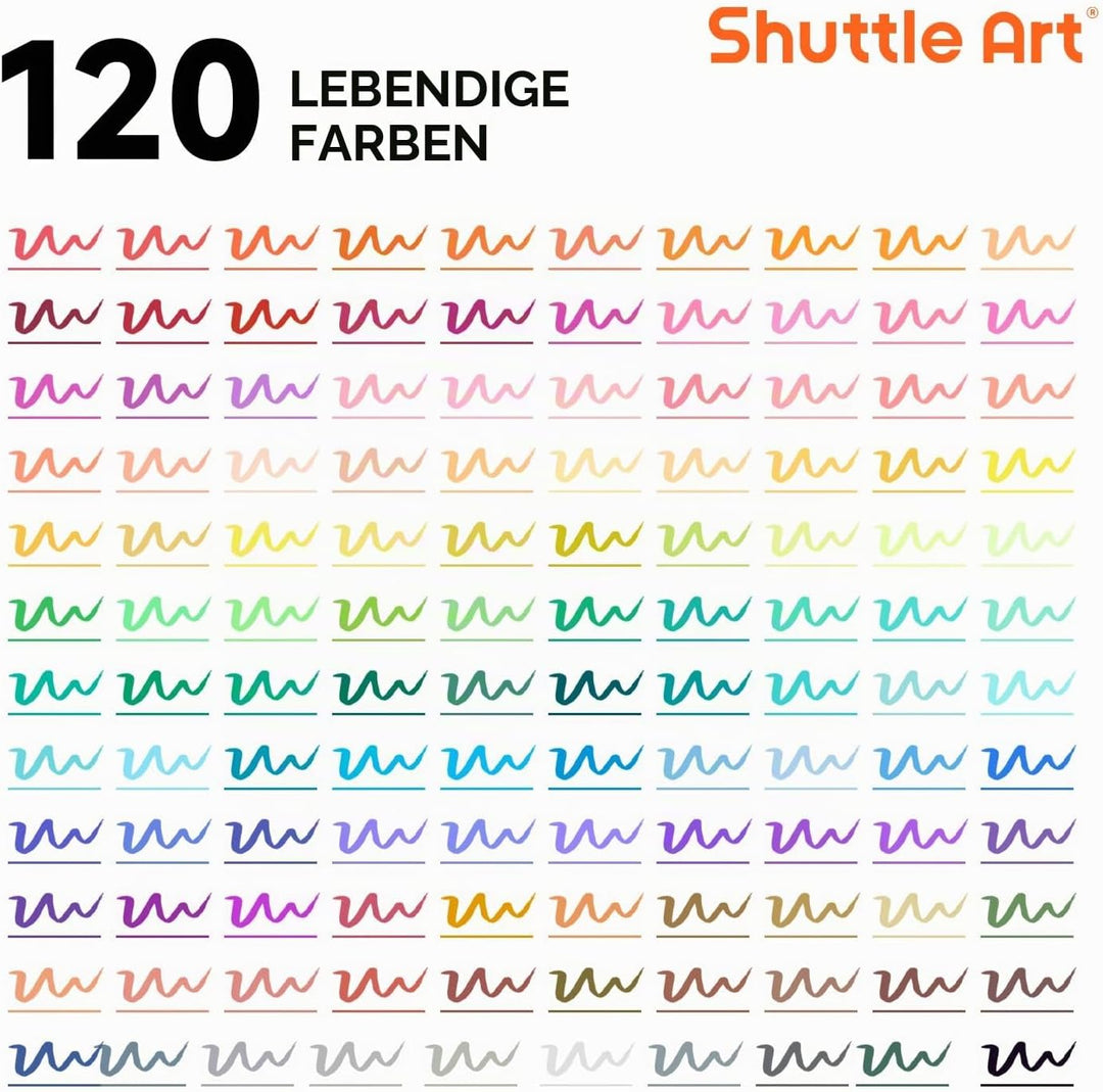 Shuttle Art Dual Brush Pen Set, 120 bunte Filzstifte doppelköpfige Pinselstifte mit weicher Spitze,
