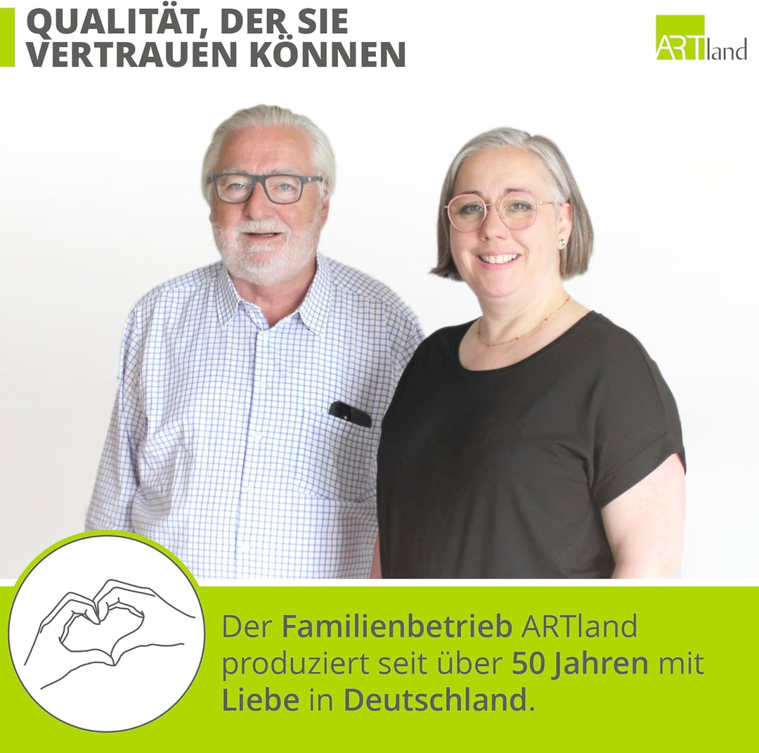 ARTLAND Wanduhr ohne Tickgeräusche aus Holz Quarzuhr 40x30 cm Rechteckig Lautlos Wasserfall Landscha