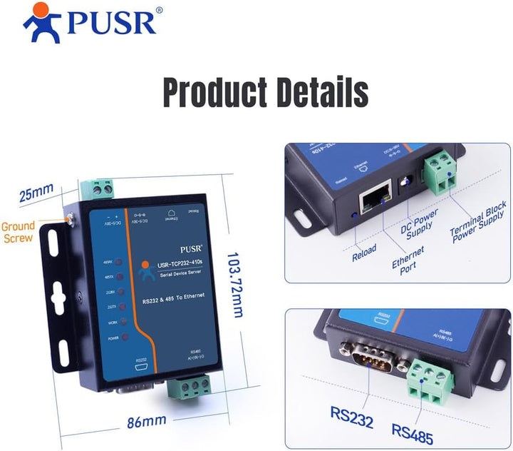 RS485 RS232 zu Ethernet Modbus Gateway Modbus zu Ethernet Modbus RTU zu TCP USR-410S