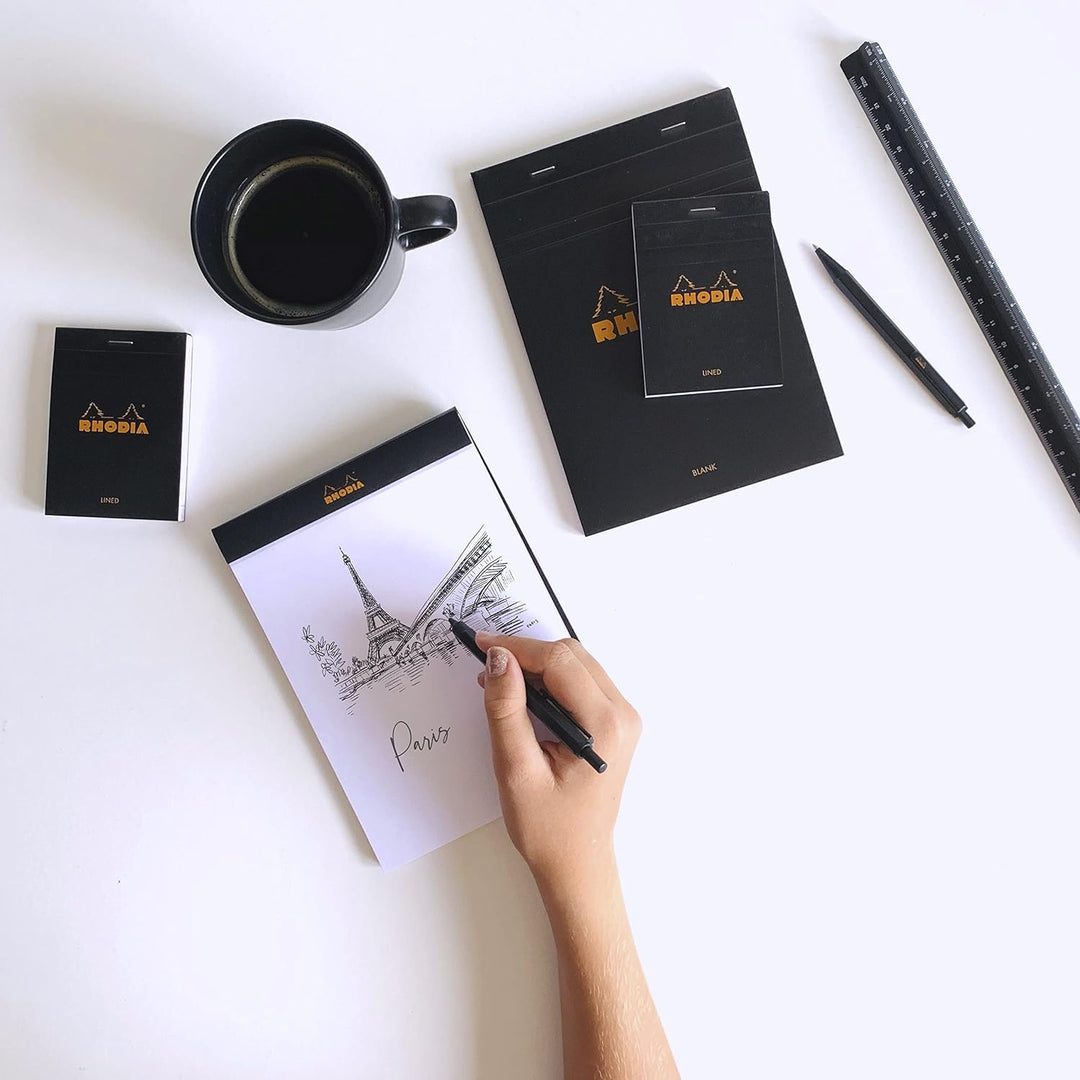 Rhodia 160009C - Packung mit 10 Notizblöcken No.16, DIN A5 80 Blätter blanko 80g, Schwarz, 1 Pack Sc