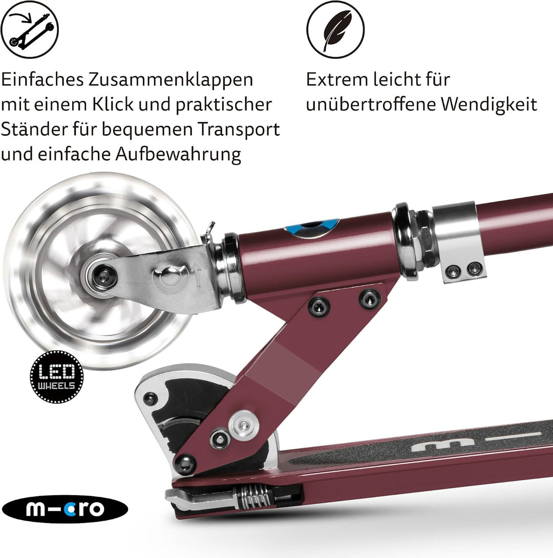 micro™ Sprite LED Kinder Kinderscooter | Cityroller mit LED-Rollen | klappbar und Lenker höhenverste