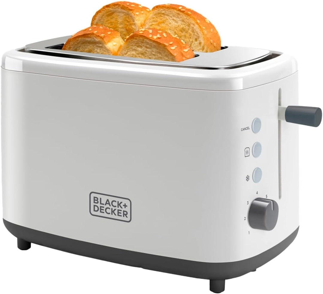 Black+Decker + Decker BXTO820E - Toaster 820W. 2 breite Toastschlitze. 7 Röstgradstufen. Automatisch