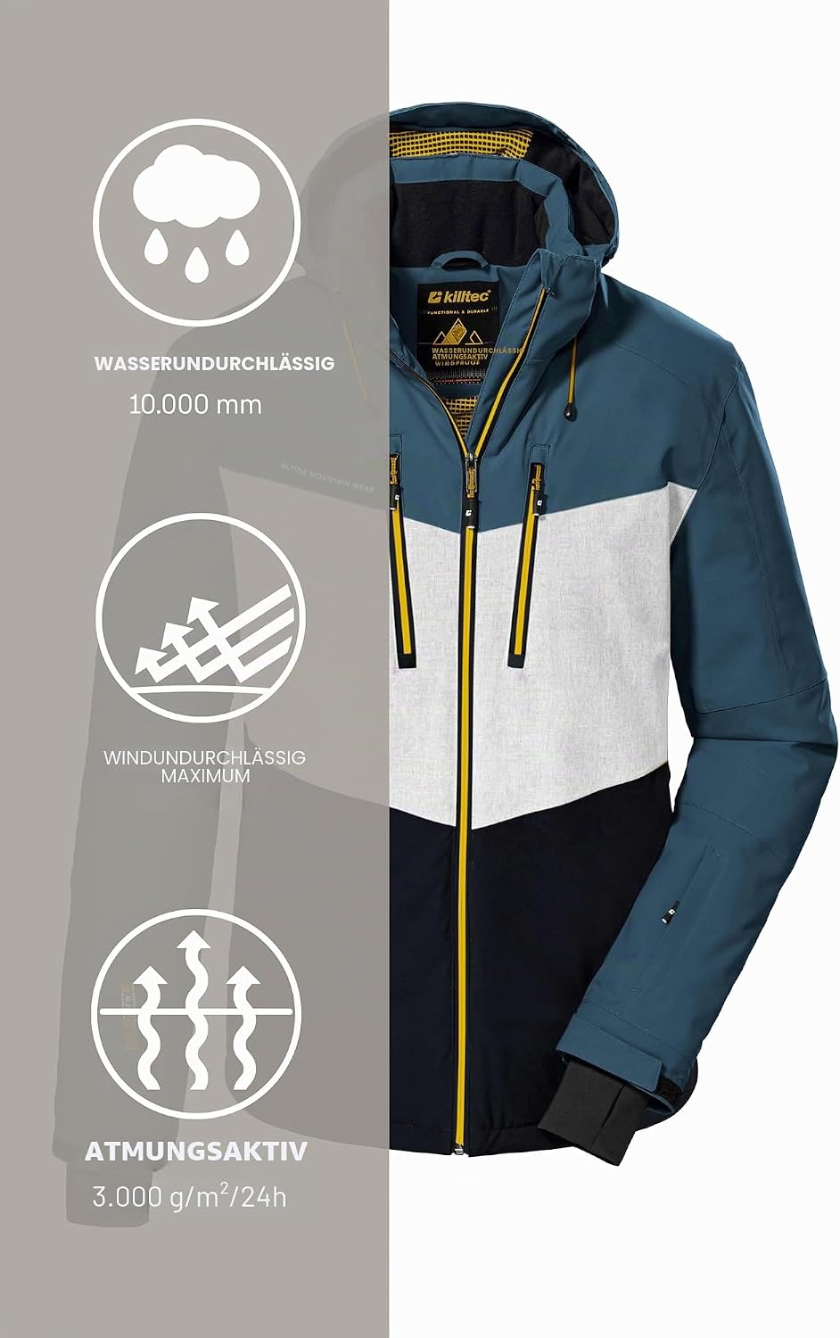 Killtec Herren Ksw 45 Mn Ski Jckt Skijacke/Funktionsjacke mit abzippbarer Kapuze und Schneefang S st