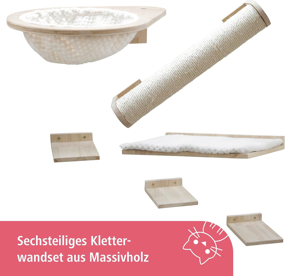Kerbl Katzen Kletterwand Rocky, Trittbretter Liegebrett Säule Liegemulde, 6-TLG, Rocky