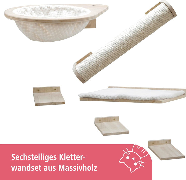 Kerbl Katzen Kletterwand Rocky, Trittbretter Liegebrett Säule Liegemulde, 6-TLG, Rocky