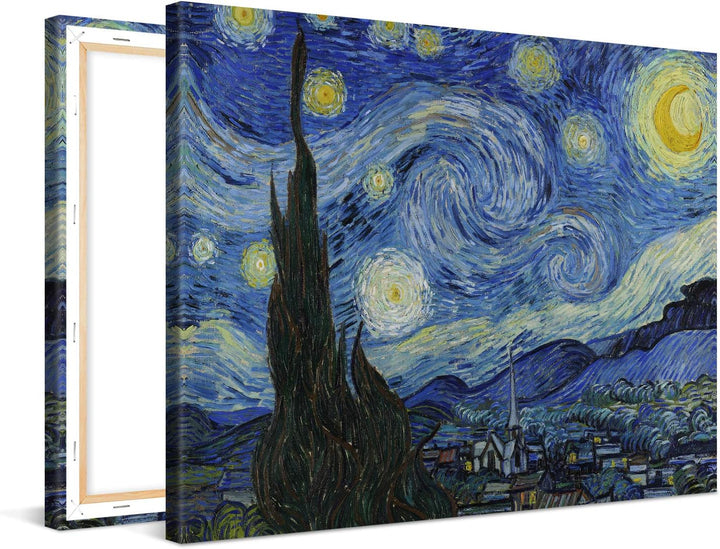PICANOVA – Vincent Van Gogh Starry Night 80x60 cm – Bild auf Leinwand – Leinwandbild – Premium Leinw