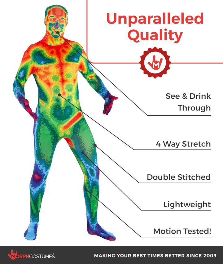 Morphsuits Infrarot Erwachsene, Kostüm Herren, Halloween Herren, Herren, Ganzkörper Kostüm Männer, G