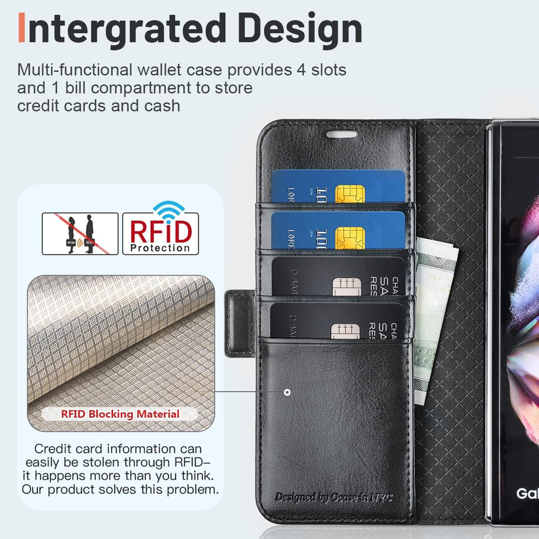 OCASE Hülle Samsung Galaxy Z Fold 4 5G Handyhülle mit [S Pen Halter] [Vorderseite Displayschutz] [Pr