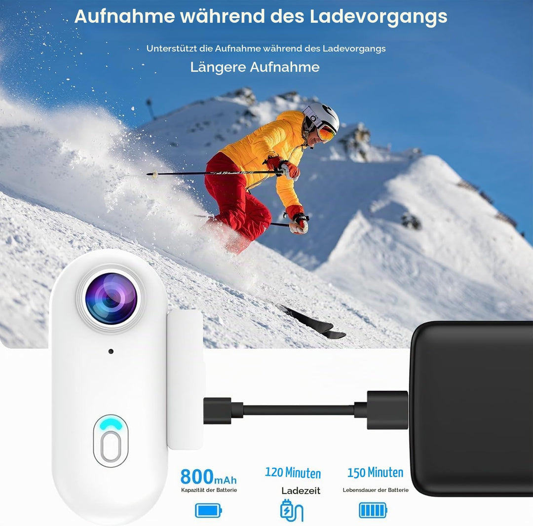 OBEST Mini Action Cam 360 Action Kamera WiFi Bodycam Körperkamera 1080P Wasserdicht Motorrad Helmkam