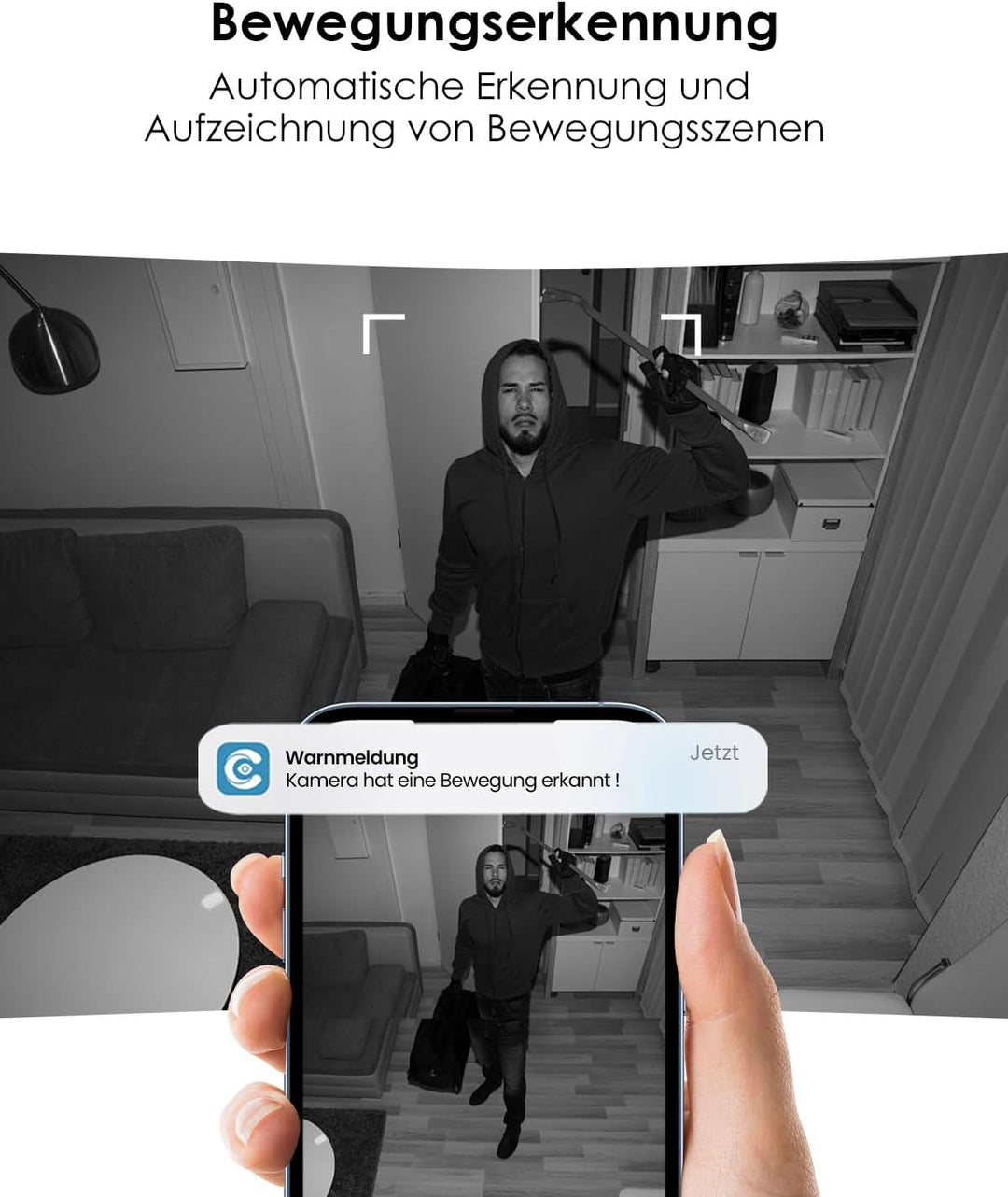 Überwachungskamera Innen mit 2K+2K Dual-Linsen, Nachtsicht, 2,4 & 5Ghz WLAN Kamera Überwachung Innen