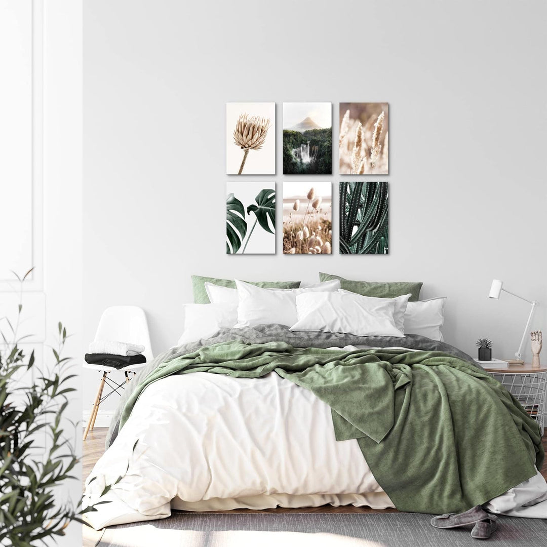 Novart Wandbilder Set - KOMPLETT AUFHÄNGFERTIG - Made in Germany - Moderne Bilder Boho Natur Wohnzim
