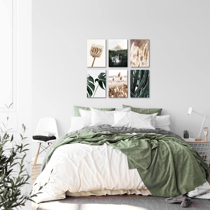 Novart Wandbilder Set - KOMPLETT AUFHÄNGFERTIG - Made in Germany - Moderne Bilder Boho Natur Wohnzim