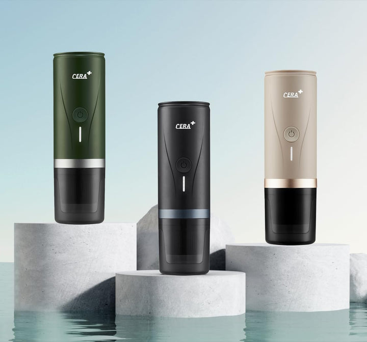 CERA+ Máquina de Espresso Eléctrica Portátil Auto-calentamiento en 3-4 Minutos, Cafetera Mini de 20