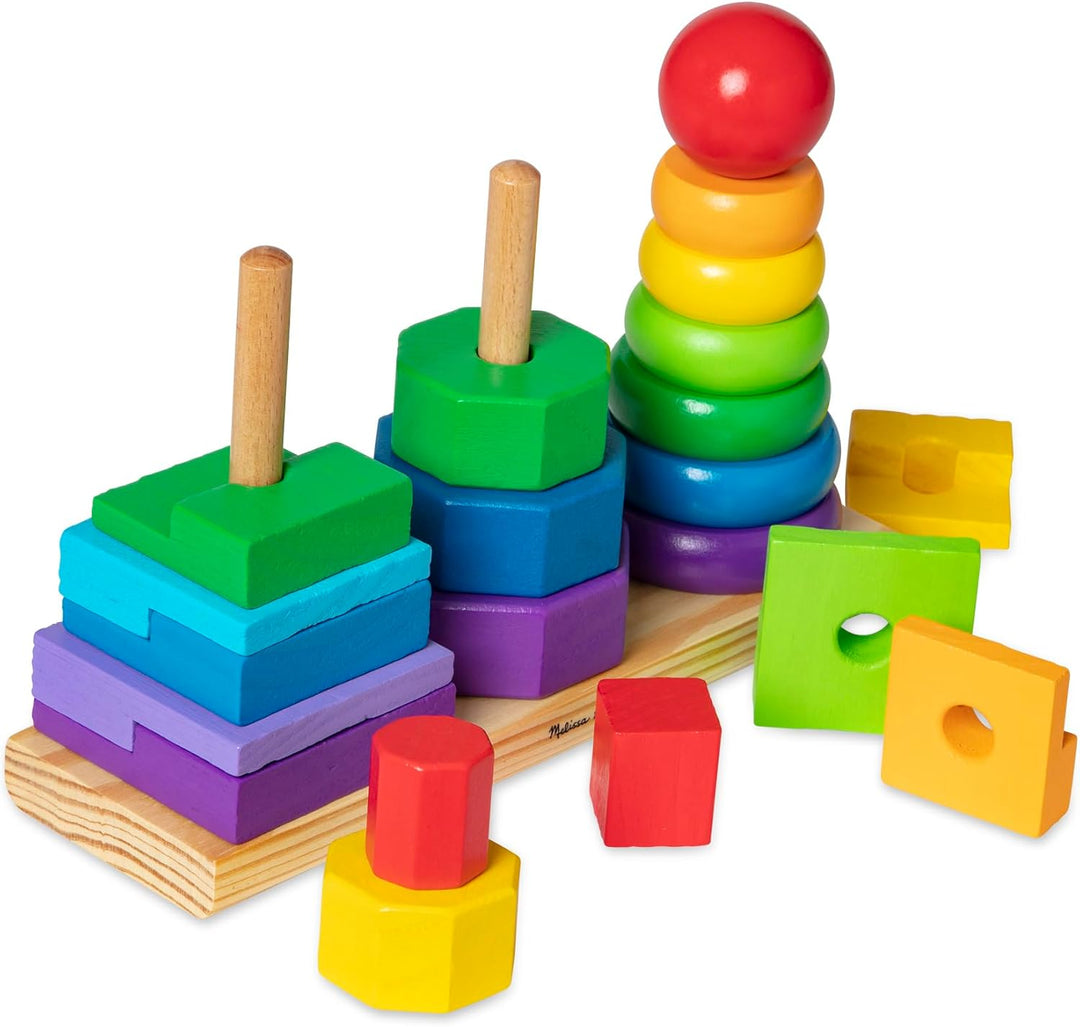 Melissa & Doug Geometrischer Stapler | Lernspielzeug | Holzspielzeug mit Formen | 2+ | Geschenk für