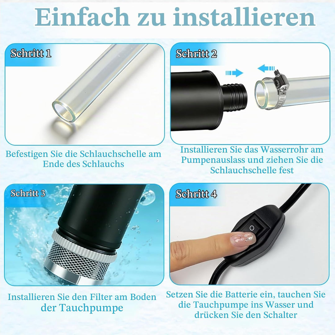 Tragbare Wasserpumpe für Einhell 18V Batterie (Keine Batterie), Akku Tauchpumpe 30L/Min Lift 15FT 12