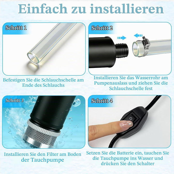 Tragbare Wasserpumpe für Einhell 18V Batterie (Keine Batterie), Akku Tauchpumpe 30L/Min Lift 15FT 12