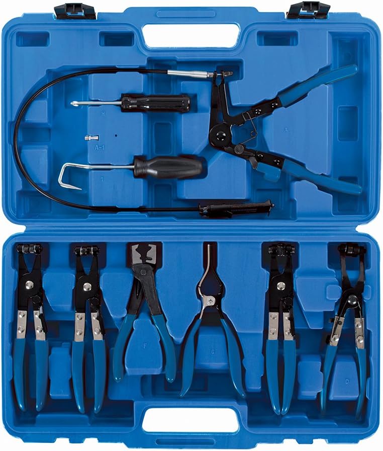 Silverline 984748 Schlauchschellen- und -klemmenzangen, Blau, 18–54 mm, 9- Teilig Satz Zangenset, Za