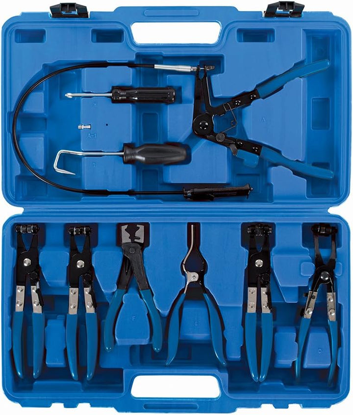 Silverline 984748 Schlauchschellen- und -klemmenzangen, Blau, 18–54 mm, 9- Teilig Satz Zangenset, Za