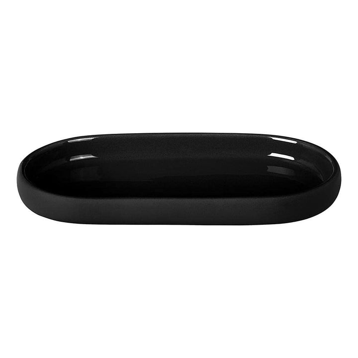blomus Tablett -SONO- | Ablageschale aus Keramik | Farbe Schwarz | 19L x 10B x 2H cm | Kosmetikablag