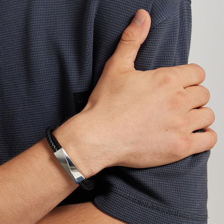 Calvin Klein Lederarmband für Herren Kollektion WRAPPED & BRAIDED Black, Black