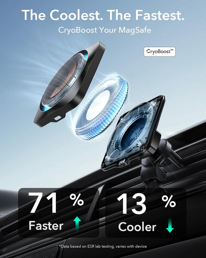ESR für 15W MagSafe Autohalterung Ladegerät mit CryoBoost, Handykühlung, Armaturenbrett/Lüftung Magn