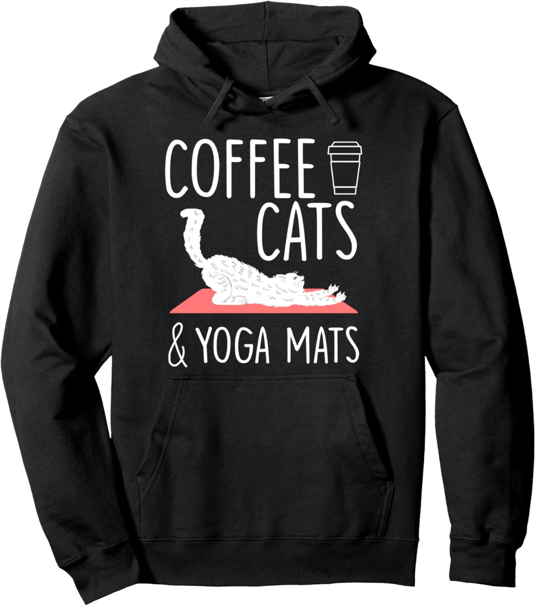 Coffee Cats Yoga Mats Cute Yogic Exercise Yoga Lover Gift Pullover Hoodie