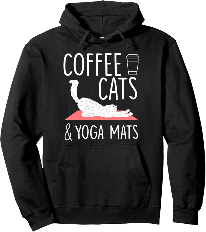 Coffee Cats Yoga Mats Cute Yogic Exercise Yoga Lover Gift Pullover Hoodie