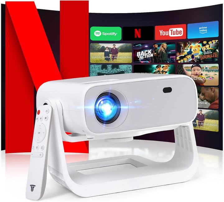 Wielio 2025 Neuer Full HD 1080P Smart Beamer,Integrierte Apps,Android 11,28000 Lumens,4K Unterstützu
