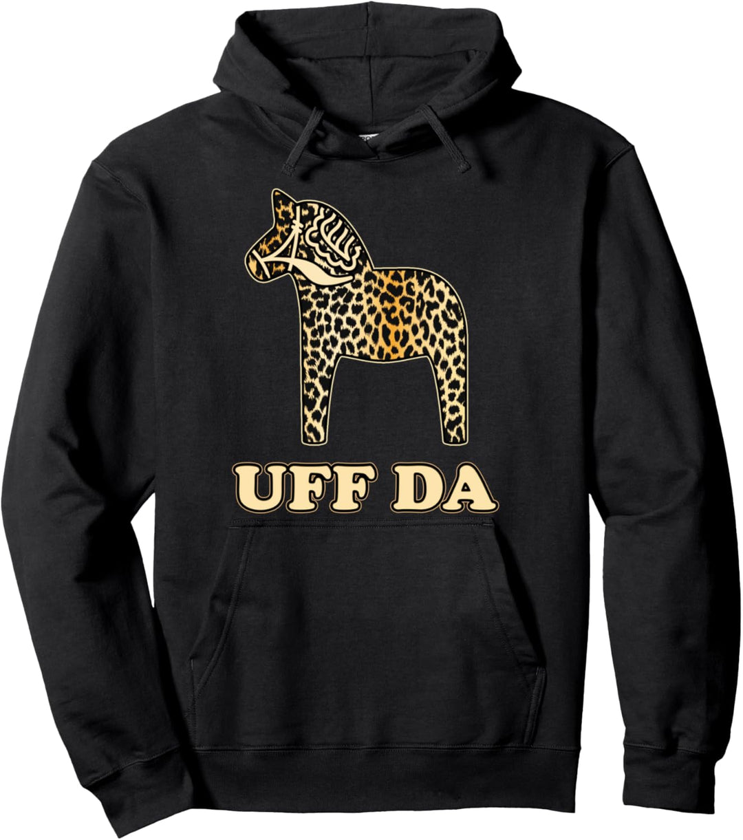 Uff Da Leopard Gepard Dala Pferd Dalecarlian Pferd Nordic Pullover Hoodie