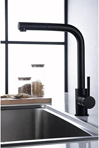 IMEX Malta Küchenarmatur mit herausziehbarer Dusche, Wasserhahn für Spüle, Einhebelmischer, Schwarz