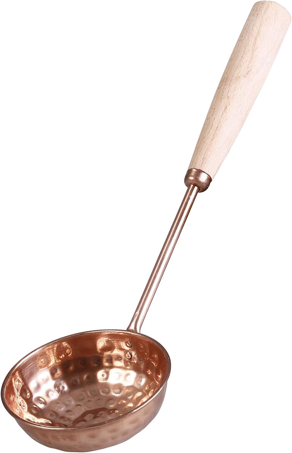 eliga Schöpfkelle mit Mulde aus Kupfer und Holzgriff, 1 Stück (1er Pack)