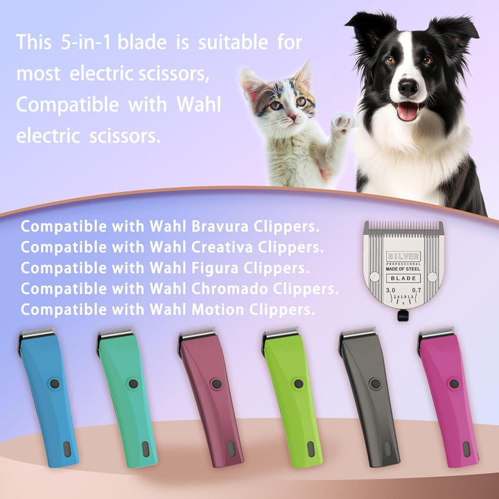 3PCS 5 in 1 Ersatzklingen Kompatibel mit Wahl Bravura Clipper .Chromado，Creativa，Figura Hundescherma