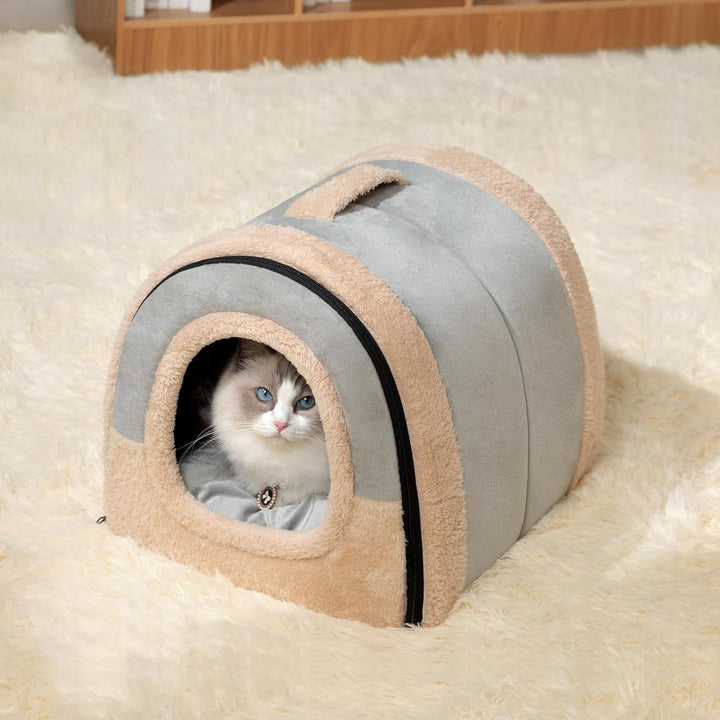Hollypet Katzenbett Kleines Hundebett, 2-in-1 Faltbare Haustierbett für Katzen &amp; Kleine Hunde, Warme
