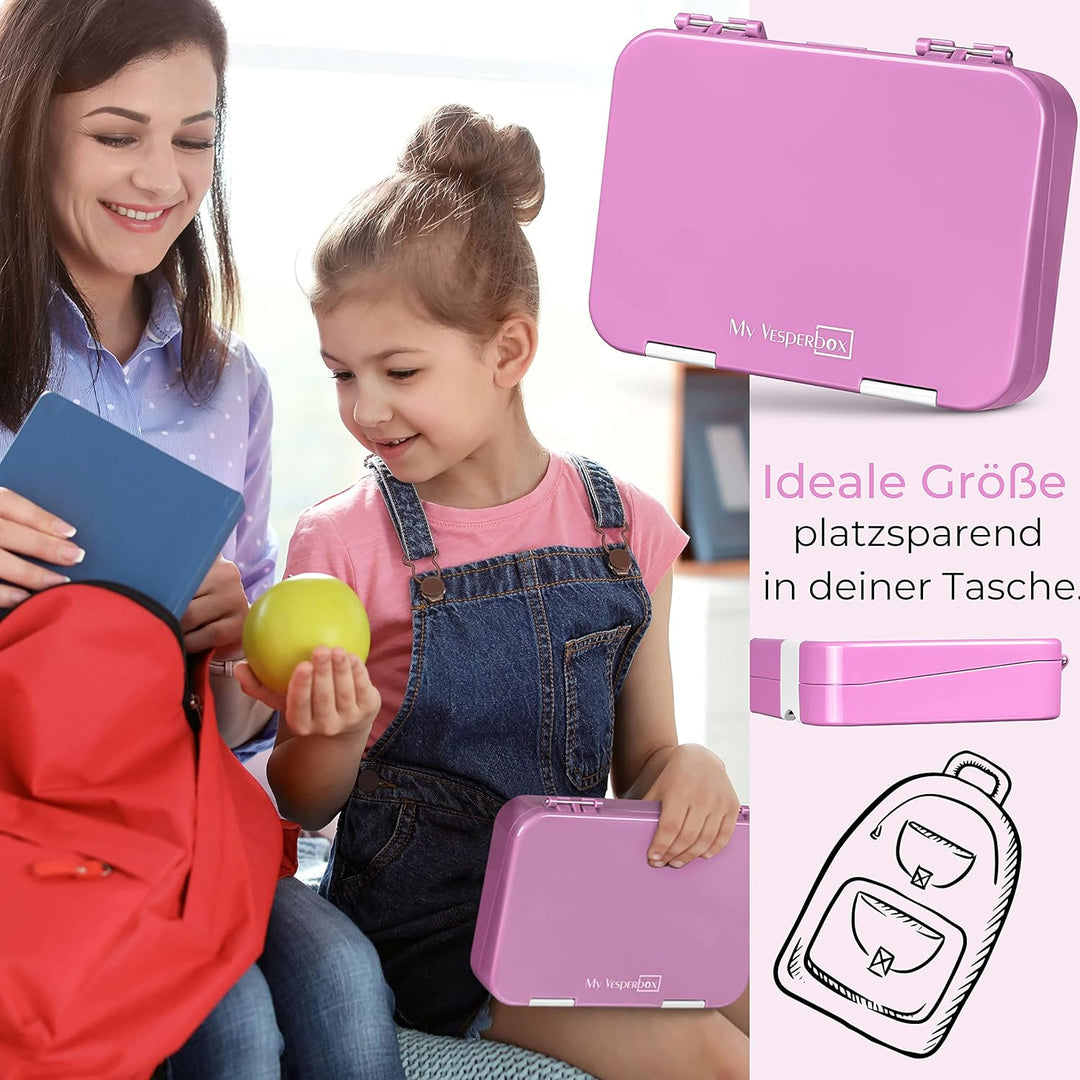 My Vesperbox – Len - Bento Box Kinder - Lunchbox mit 4+2 Fächern - extrem robust – Brotdose – Brotbo