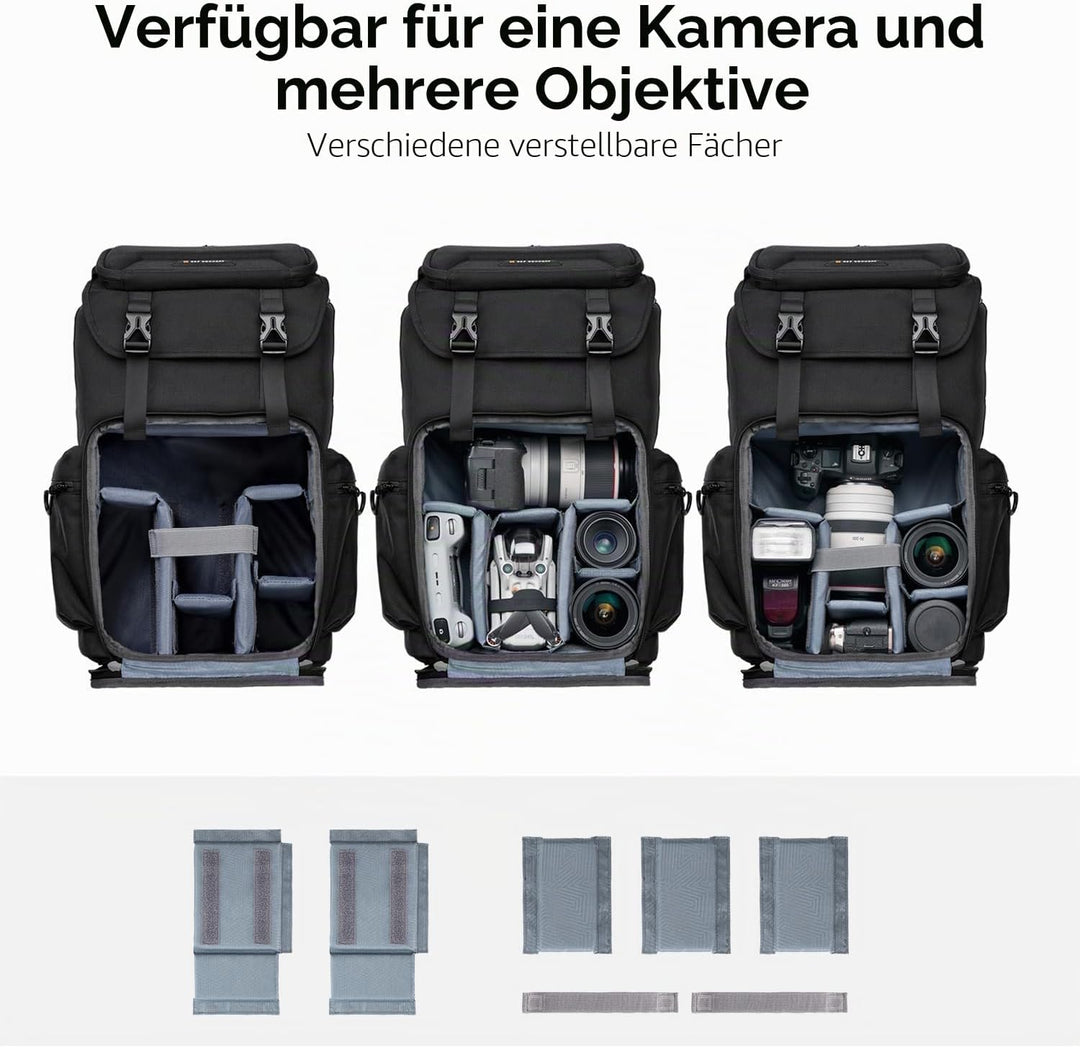 K&amp;F CONCEPT Kameratasche für Fotografen, Reisetasche für Stativ, Kameraobjektiv, Zubehör mit Laptopf