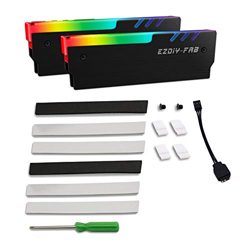 EZDIY-FAB ARGB RAM Kühler RGB DDR Kühlkörper(mit 5V 3-Pin Motherboard ASUS Aura Sync,GIGABYTE RGB Fu