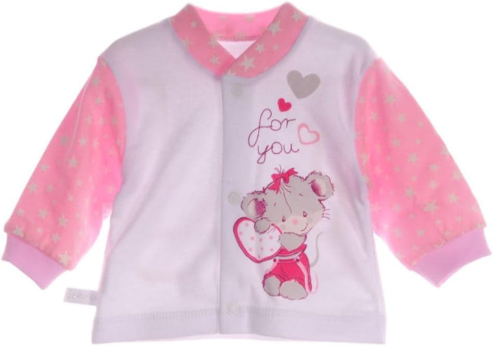 Baby Anzug 3-teilig Langarmshirt Schlupfhose Mütze mit Mäuschen Motiv Set für Mädchen weiche Baumwol