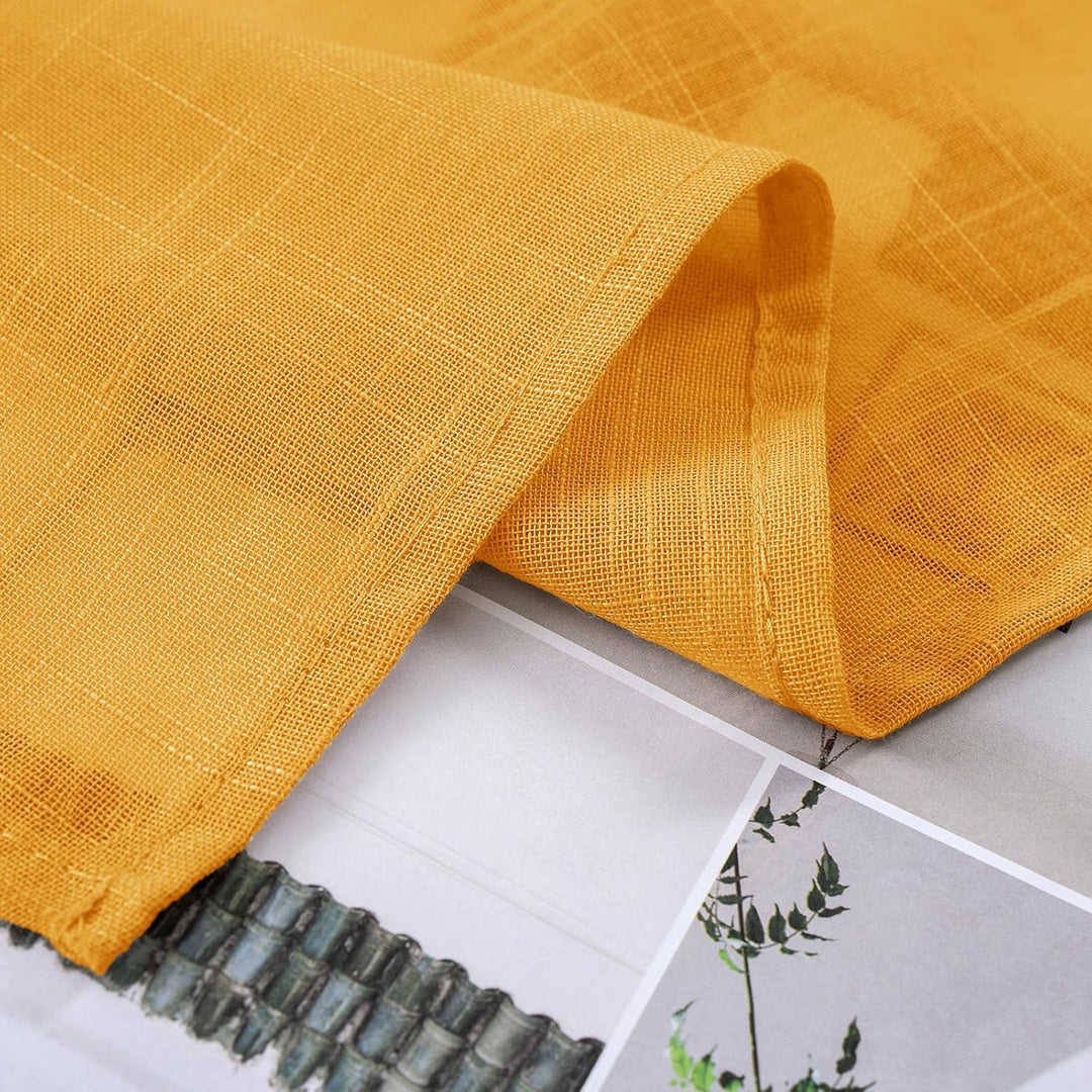 MIULEE 2er Set Voile Vorhang Sheer Leinenvorhang mit Ösen Transparente Leinen Optik Gardine Ösenscha