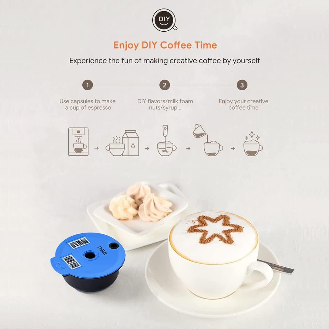 i Cafilas Wiederbefüllbare 2 Kaffeekapsel für Tassimo Bosch,Wiederverwendbare Refill-Kapsel 180ml+60
