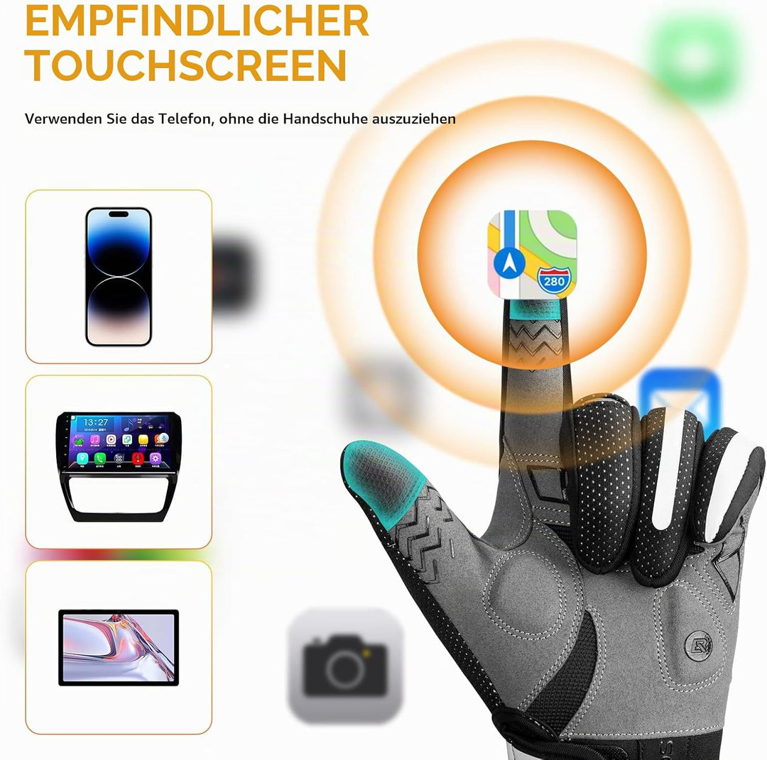 ROCKBROS Beheizbare Handschuhe über USB, Fahrradhandschuhe reflektierend und stossdämpfend, Winterha