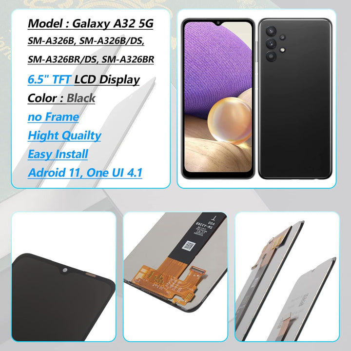YHX-OU 6,5 Zoll Display für Samsung Galaxy A32 5G SM-A326B SM-A326BR LCD-Bildschirm, Touchscreen, Mo