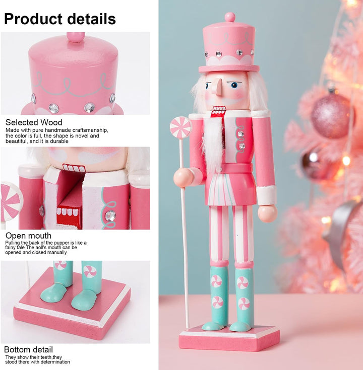 Nussknacker Figur,30CM Nussknacker Weihnachten Dekorationen,Massivholz Handwerk Deko Geschenkstücke,