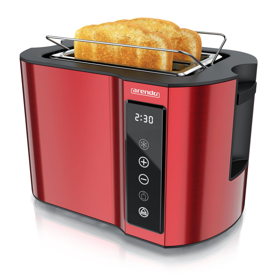Arendo - Touch Toaster 2 Scheiben Edelstahl - Touchpanel - digital Display Restzeitanzeige - 800 W –
