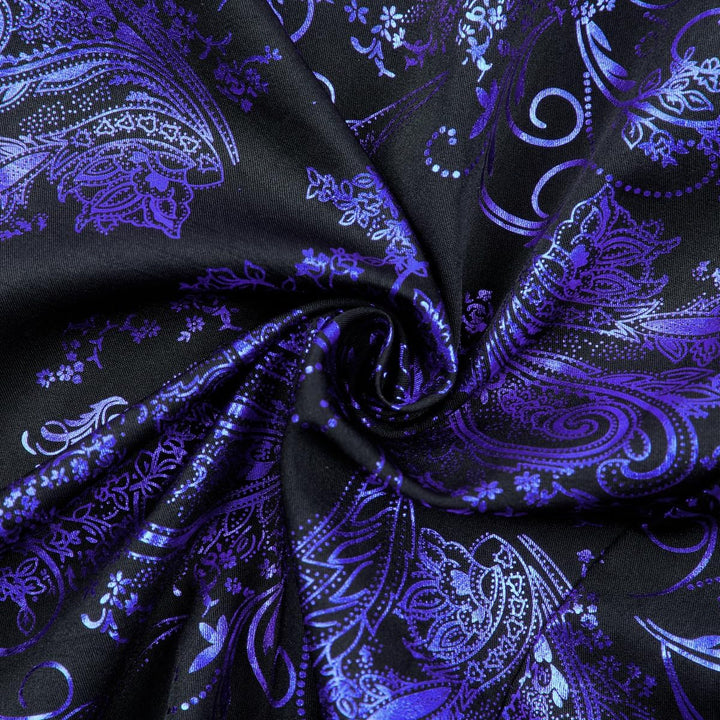 Allthemen Herren Jacquard Hemd Langarm Satin Freizeithemd Paisley Herrenhemd für Party Hochzeit S Bl